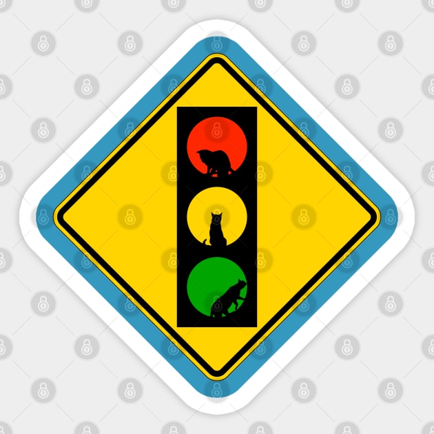 MUTCD W3-3 Signal Ahead with Funny Cats Sign Sticker by HipsterSketch